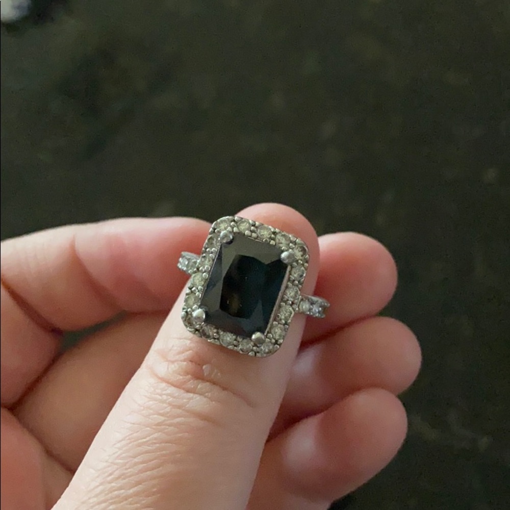 Black Square Diamond Ring - image 1